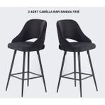 Pi Sandalye 2 Adet Camilla Bar Taburesi - Mutfak Sandalyesi - Silinebilir Babyface Kumaş - Metal Siyah Ayak