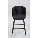 Pi Sandalye 2 Adet Strip 75 cm Ada Mutfak ve Bar Sandalyesi - Bar Taburesi - Babyface Kumaş - Metal Ayak - Siyah