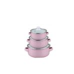 PİAHA Ebru Metal Mini Tencere Seti 3'lü Pembe Renk