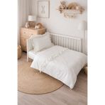 Piamom 100x150 Sade Fistolu Fırfırlı %100 Pamuklu Bebek/Çocuk Nevresim Takımı Kırık Beyaz