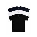 Piano Luce Premium 3’lü Erkek T-Shirt %50 Pamuk %50 Polyester Basic Fit Yumuşak Kumaş Günlük & Spor Kullanım Siyah Beyaz Lacivert