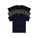 Piano Luce Premium 3’lü Erkek T-Shirt %50 Pamuk %50 Polyester Basic Fit Yumuşak Kumaş Günlük & Spor Kullanım Siyah Lacivert Antrasit