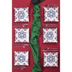 Piatti Naturali 6'Lı Şık Tasarım Handmade Çini Desen Pasta Tabak Seti Sunum Seti Servis Tabakları Tatlı Tabağı 20Cm