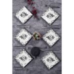 Piatti Naturali 6'lı Special Handmade Black Rose Desen Tatlı Tabak Seti Sunum Servis Tabakları Pasta Set 15 cm