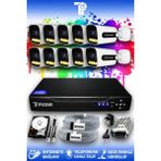 Picam 10 Kameralı Ultra 10 Dış Kamera Set 2 TB 5 MP 2K Net Renkli Gece Görüşlü Güvenlik Kamerası Sistemi