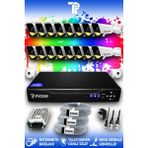 Picam 16 Kameralı Süper 16 Dış Kamera Set HDD'siz 5 MP Full HD Renkli Gece Görüşlü Güvenlik Kamerası Sistemi