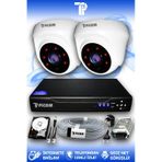 PICAM 2 Kameralı Dome 2 İç Kamera Set 100 GB HDD Full HD Gece Görüşlü Güvenlik Kamerası Sistemi