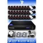 PICAM 24 Kameralı Panda 24 Dış Kamera Set 2 TB HDD Full HD Gece Görüşlü Güvenlik Kamerası Sistemi