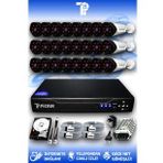 PICAM 24 Kameralı Uzay 24 Dış Kamera Set 500 GB HDD Full HD Gece Görüşlü Güvenlik Kamerası Sistemi