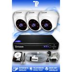 PICAM 3 Kameralı Dome 3 İç Kamera Set 2 TB HDD Full HD Gece Görüşlü Güvenlik Kamerası Sistemi