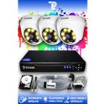 PICAM 3 Kameralı Dome 3 İç Kamera Set 500 GB HDD Full HD Renkli Gece Görüşlü Güvenlik Kamerası Sistemi