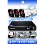 PICAM 3 Kameralı Kare 3 Dış Kamera Set 2 TB HDD Full HD Gece Görüşlü Güvenlik Kamerası Sistemi