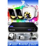 Picam 3 Kameralı Süper 1 İç Kamera Set 320 GB 5 MP Full HD Renkli Gece Görüşlü Güvenlik Kamerası Sistemi