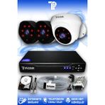 PICAM 3 Kameralı Uzay 1 İç Kamera Set 1 TB HDD Full HD Gece Görüşlü Güvenlik Kamerası Sistemi
