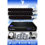 PICAM 32 Kameralı Uzay 32 Dış Kamera Set 500 GB HDD Full HD Gece Görüşlü Güvenlik Kamerası Sistemi