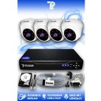 PICAM 4 Kameralı Dome 4 İç Kamera Set 2 TB HDD Full HD Gece Görüşlü Güvenlik Kamerası Sistemi