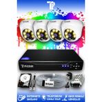 PICAM 4 Kameralı Dome 4 İç Kamera Set 2 TB HDD Full HD Renkli Gece Görüşlü Güvenlik Kamerası Sistemi
