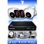 PICAM 4 Kameralı Kare 2 İç Kamera Set 250 GB HDD Full HD Gece Görüşlü Güvenlik Kamerası Sistemi