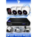 PICAM 4 Kameralı Kare 3 İç Kamera Set 2 TB HDD Full HD Gece Görüşlü Güvenlik Kamerası Sistemi