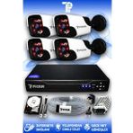 PICAM 4 Kameralı Panda 4 Dış Kamera Set 100 GB HDD Full HD Gece Görüşlü Güvenlik Kamerası Sistemi