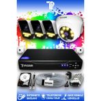 Picam 4 Kameralı Süper 1 İç Kamera Set 500 GB 5 MP Full HD Renkli Gece Görüşlü Güvenlik Kamerası Sistemi