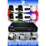 Picam 4 Kameralı Ultra 4 Dış Kamera Set 2 TB 5 MP 2K Net Renkli Gece Görüşlü Güvenlik Kamerası Sistemi