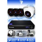 PICAM 4 Kameralı Uzay 1 İç Kamera Set 100 GB HDD Full HD Gece Görüşlü Güvenlik Kamerası Sistemi