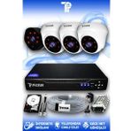 PICAM 4 Kameralı Uzay 3 İç Kamera Set 2 TB HDD Full HD Gece Görüşlü Güvenlik Kamerası Sistemi
