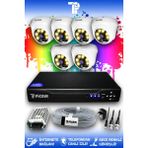PICAM 6 Kameralı Dome 6 İç Kamera Set HDD'siz Full HD Renkli Gece Görüşlü Güvenlik Kamerası Sistemi