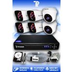 PICAM 6 Kameralı Kare 2 İç Kamera Set 100 GB HDD Full HD Gece Görüşlü Güvenlik Kamerası Sistemi