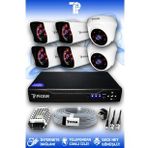 PICAM 6 Kameralı Kare 2 İç Kamera Set HDD'siz Full HD Gece Görüşlü Güvenlik Kamerası Sistemi
