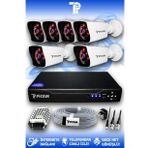 PICAM 6 Kameralı Kare 6 Dış Kamera Set HDD'siz Full HD Gece Görüşlü Güvenlik Kamerası Sistemi