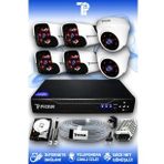 PICAM 6 Kameralı Panda 2 İç Kamera Set 2 TB HDD Full HD Gece Görüşlü Güvenlik Kamerası Sistemi