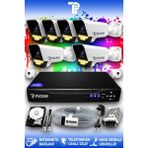 Picam 6 Kameralı Süper 6 Dış Kamera Set 250 GB 5 MP Full HD Renkli Gece Görüşlü Güvenlik Kamerası Sistemi