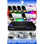 Picam 6 Kameralı Süper 6 Dış Kamera Set HDD'siz 5 MP Full HD Renkli Gece Görüşlü Güvenlik Kamerası Sistemi