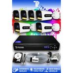 Picam 6 Kameralı Ultra 6 Dış Kamera Set 2 TB 5 MP 2K Net Renkli Gece Görüşlü Güvenlik Kamerası Sistemi