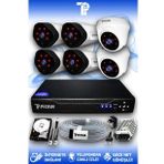 PICAM 6 Kameralı Uzay 2 İç Kamera Set 500 GB HDD Full HD Gece Görüşlü Güvenlik Kamerası Sistemi