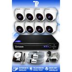 PICAM 8 Kameralı Dome 8 İç Kamera Set 100 GB HDD Full HD Gece Görüşlü Güvenlik Kamerası Sistemi