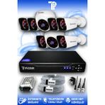 PICAM 8 Kameralı Kare 2 İç Kamera Set HDD'siz Full HD Gece Görüşlü Güvenlik Kamerası Sistemi