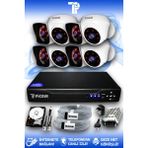 PICAM 8 Kameralı Kare 4 İç Kamera Set 2 TB HDD Full HD Gece Görüşlü Güvenlik Kamerası Sistemi