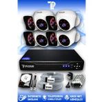 PICAM 8 Kameralı Kare 4 İç Kamera Set 320 GB HDD Full HD Gece Görüşlü Güvenlik Kamerası Sistemi