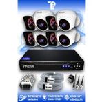 PICAM 8 Kameralı Kare 4 İç Kamera Set HDD'siz Full HD Gece Görüşlü Güvenlik Kamerası Sistemi