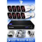 PICAM 8 Kameralı Kare 8 Dış Kamera Set HDD'siz Full HD Gece Görüşlü Güvenlik Kamerası Sistemi