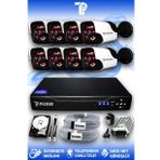 PICAM 8 Kameralı Panda 8 Dış Kamera Set 100 GB HDD Full HD Gece Görüşlü Güvenlik Kamerası Sistemi