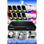 Picam 8 Kameralı Ultra 8 Dış Kamera Set 2 TB 5 MP 2K Net Renkli Gece Görüşlü Güvenlik Kamerası Sistemi