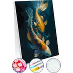 Picasso World Hobby Art Sayılarla Boyama Tuval Hobi Seti Fırça Boya Dahil Balıklar - 40x50