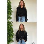Picco Boutique Oversize Modern Tarz Kesim Tek Düğmeli Şık Kahverengi Sonbahar Kış Kadın Kısa Ceket Modası - Siyah - XS