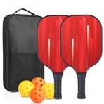Pickleball Raketi Seti, 2 Raket ve 4 Top ile Taşıma Çantası Dahil, Kırmızı (kırmızı)