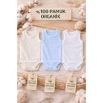 Pico Baby %100 Pamuk Organik 3'lü Çıtçıtlı Erkek Bebek Body Zıbın / Bebek Atlet - 9 - 12 Ay - Renkli