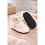 Pico Baby Organik Pamuk Astarlı, Bebek İlk Adım Ayakkabısı, Kaydırmaz Taban, Bebek Pandufu, Ekru Patik